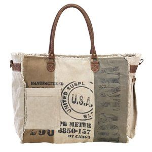 USA Printed Upcycled Canvas Tote Bag